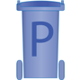 Blaue Tonne und Depotcontainer für Altpapier und Pappe